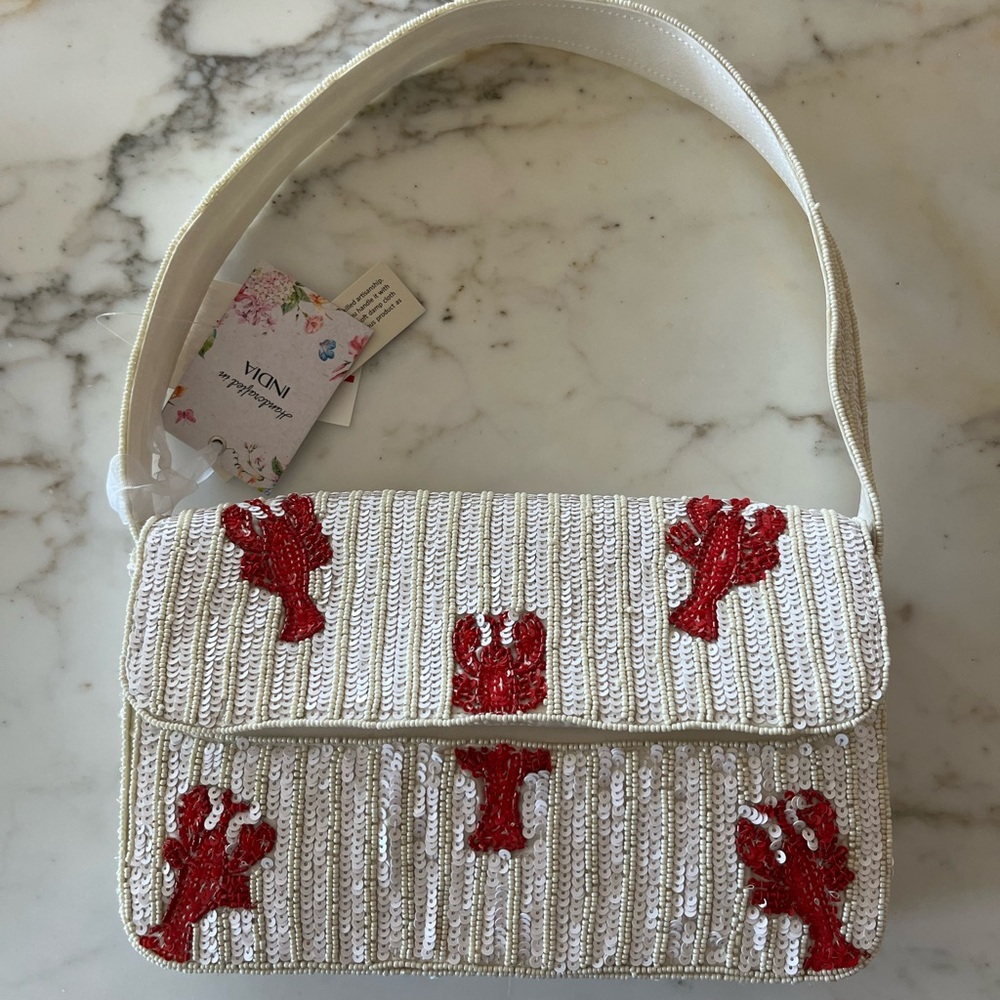 Lobster Beaded Shoulder Bag